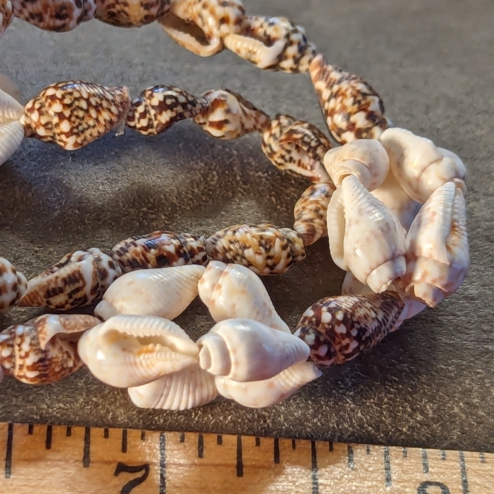 🐚 Necklace brown white 16" long. No clasp, can be doubled. Shells Surfing Beach - Picture 4 of 5
